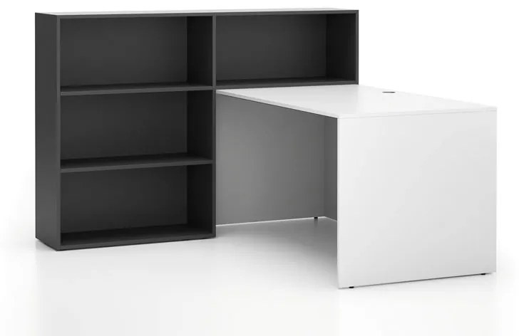 Zestaw mebli biurowych single SEGMENT, 3 półki, lewy, biały/grafit