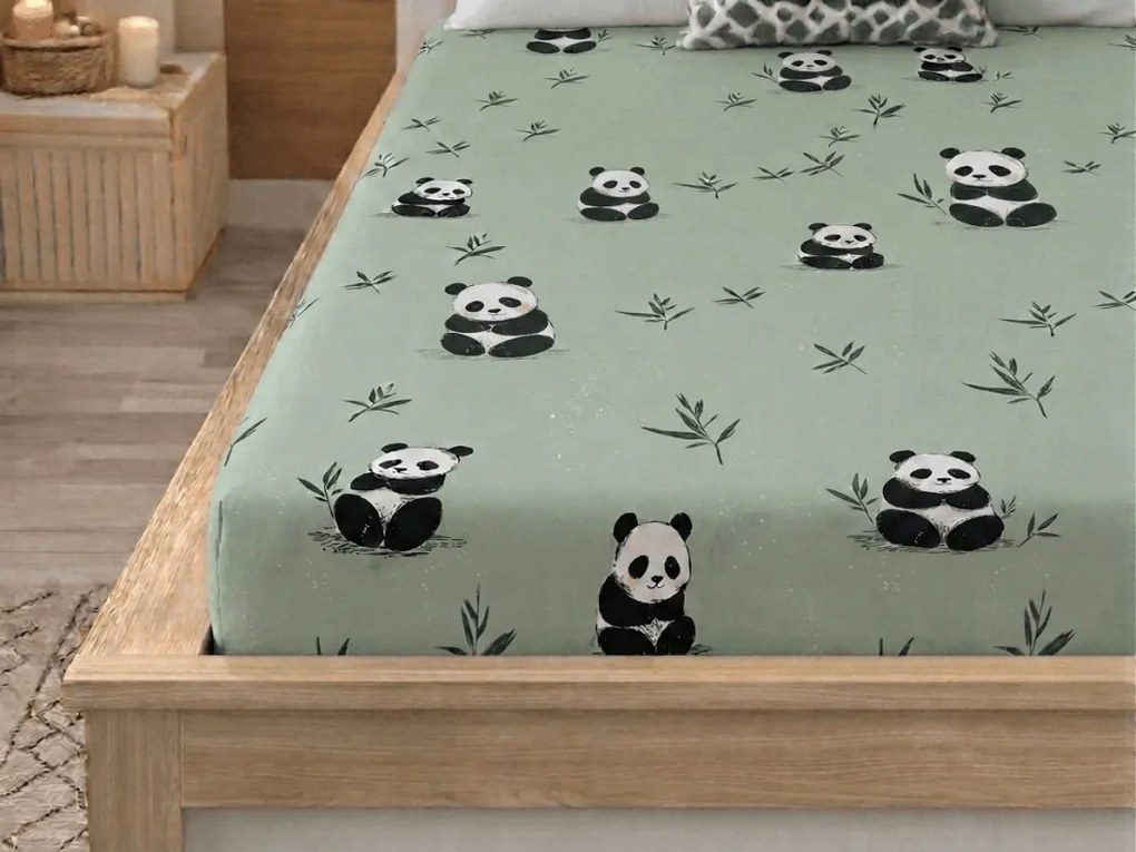 PrzytulneMieszkanie.pl Prześcieradło z mikrofibry PANDA RELAX miętowe 90x200 cm