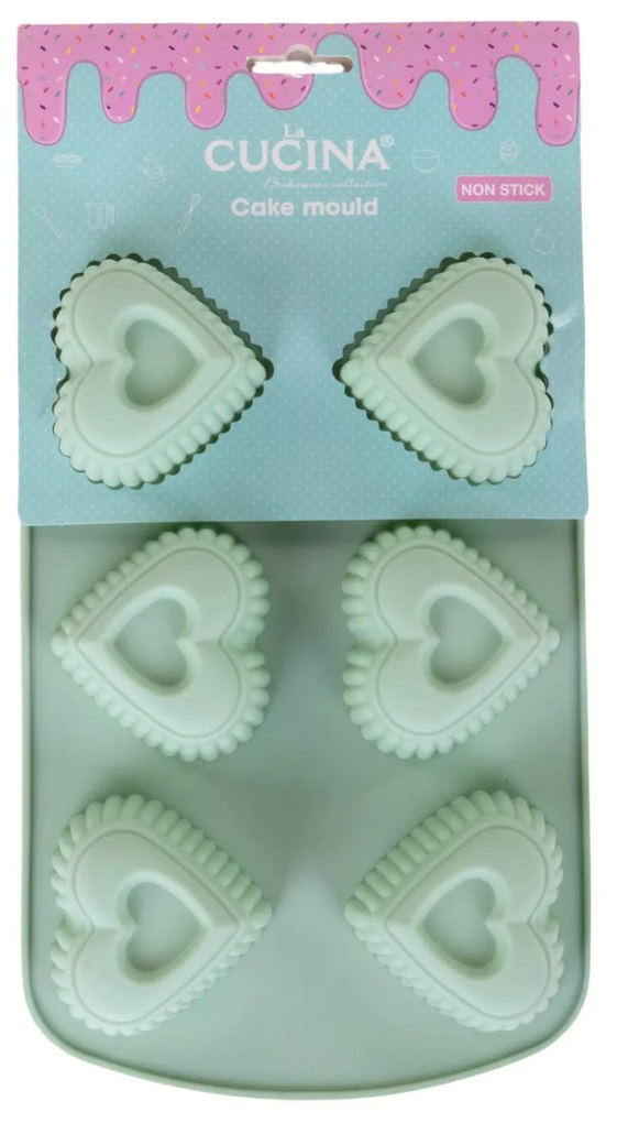 Zielona silikonowa forma na muffiny, 27 x 17 cm