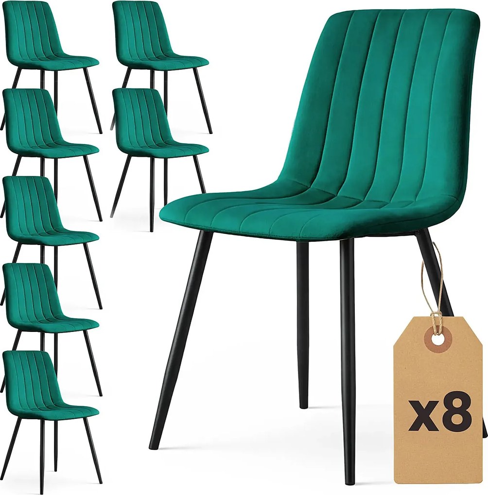 Zestaw 8 zielonych krzeseł welurowych L4-Z05