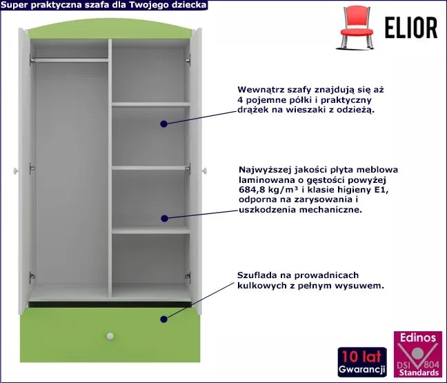Szafa dwudrzwiowa dla dziecka mix - biało R9-K26