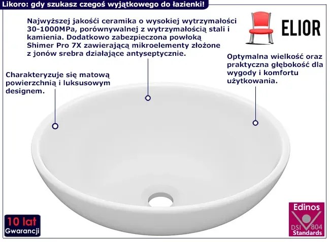 Biała ceramiczna umywalka łazienkowa - Feriks