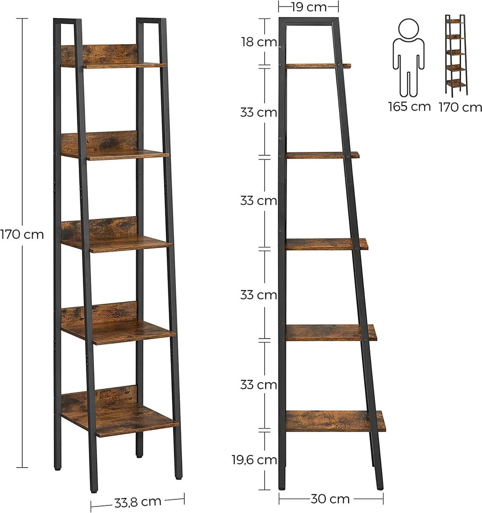 Wąski regał 5-półkowy drabinka Salto 109