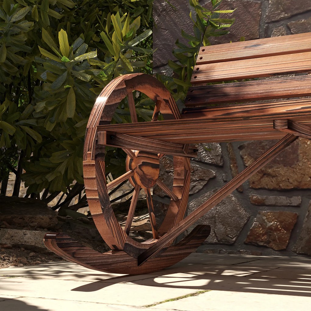 Outsunny Rustykalna Huśtawka Ogrodowa z Drewna - Wypalana, 105x88x74cm - Relaks na Świeżym Powietrzu