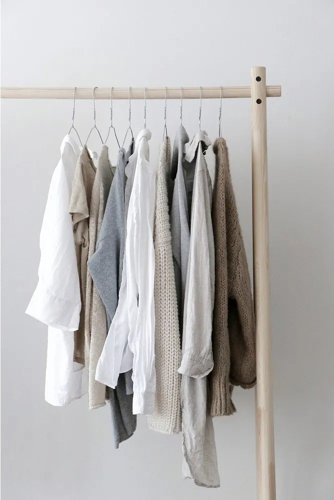 Wieszak z drewna sosnowego z lustrem Karup Design Hongi Natural