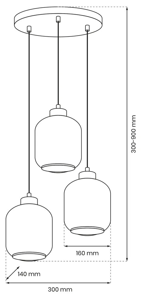 Lampa wisząca SOMBRA AMBER 3xE27, potrójna, 3 klosze, na kole