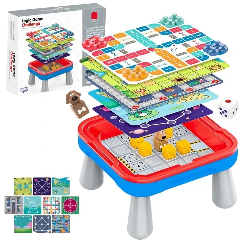 Woopie stolik gier planszowych logicznych 65 el. zestaw 10w1