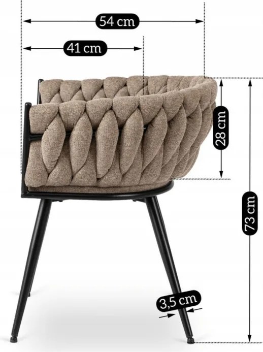 Krzesło Tapicerowane Plecione do Salonu EMPOLI Beżowe Nowoczesne Loft