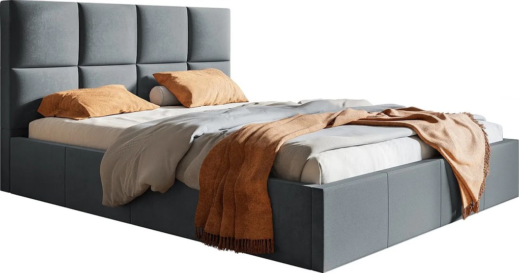 Emporius Fado łóżko 160x200 cm, tkanina aksamitna - łóżko z pojemnikiem na pościel i stelażem - ciemny szary (Jasmine 96)