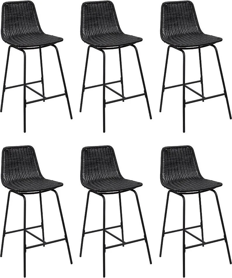 Zestaw metalowych krzeseł barowych i wyspowych z siedziskiem rattanowym 65 cm KUTA