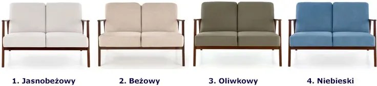 Oliwkowa drewniana sofa tapicerowana - Alexander 4X