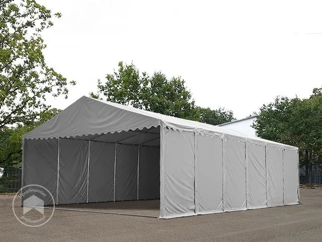 TOOLPORT 8x24m Namiot magazynowy - 2,6 m wysokość ścian bocznych, PVC 800, biały, ze statyką (podłoże betonowe) - (49291)