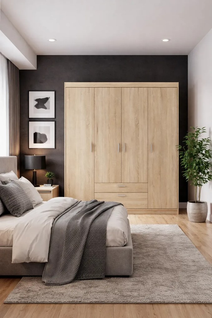 Czterodrzwiowa garderoba do przedpokoju dąb sonoma B1-F82