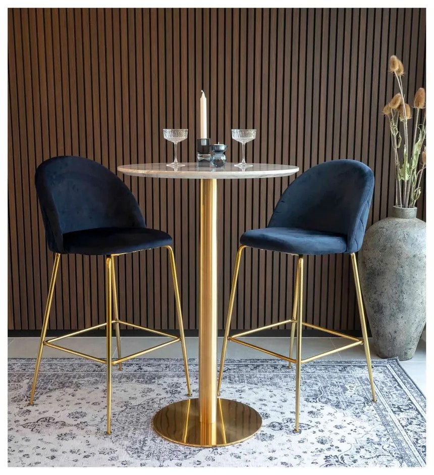 Okrągły stolik barowy z blatem w dekorze marmuru ø 70 cm Bolzano – House Nordic