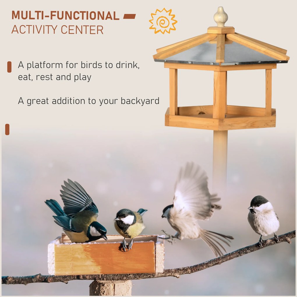 PawHut Bird House Villa Feeder karmnik dla ptaków z cynkowym dachem i stojakiem 113x40x40cm | Aosom PL