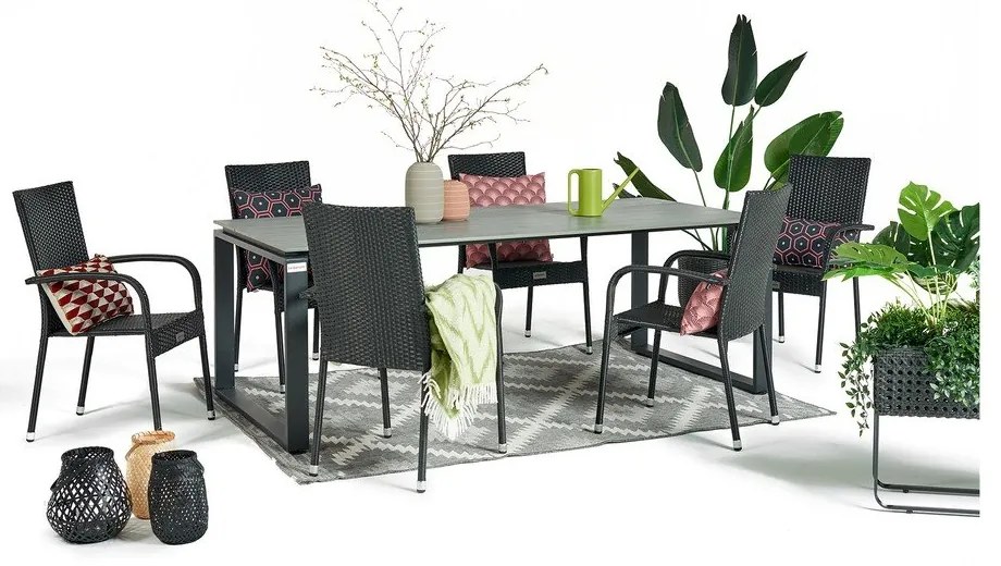 Szary zestaw mebli ogrodowych z 6 krzesłami Le Bonom Paris Strong