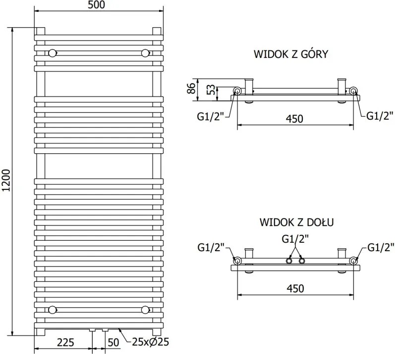 Mexen Sol grzejnik elektryczny 1200 x 500 mm, 600 W, antracyt - W125-1200-500-2600-66