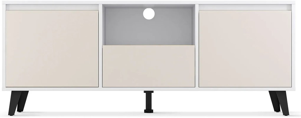 Minimalistyczna szafka RTV biały + kaszmir N5-E04