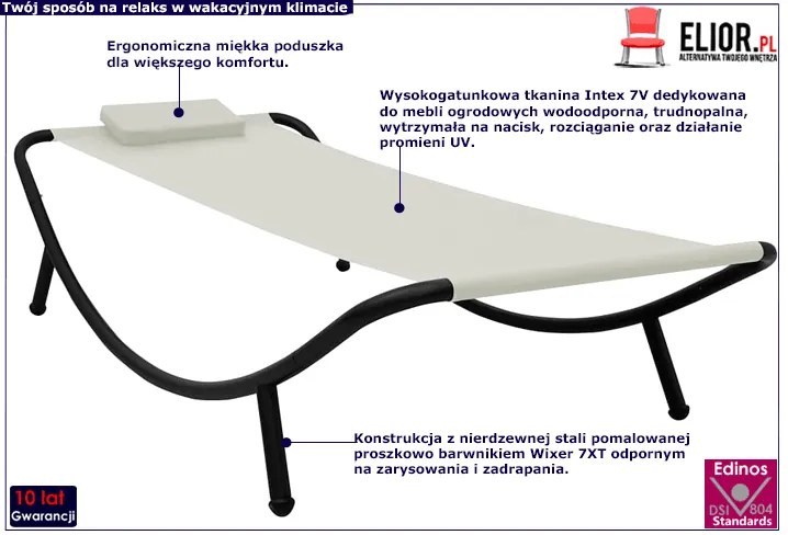 Kremowa leżanka ogrodowa - Wintex 4X