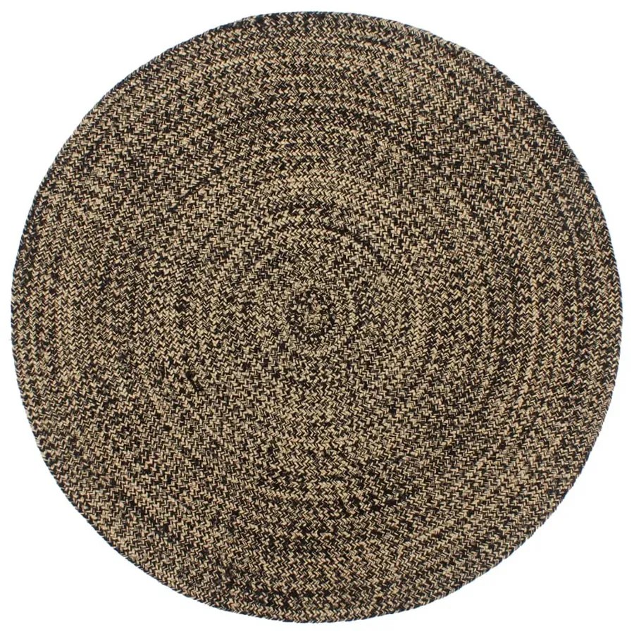 Ręcznie pleciony czarny dywanik z juty 90 cm - Nodis 3X
