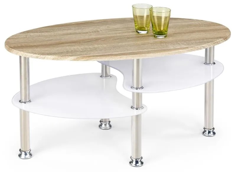 Stolik kawowy PLURIO dąb sonoma/biały