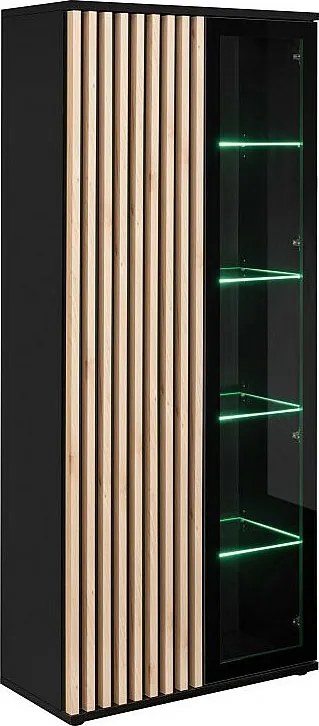 Witryna wysoka CAMERON LED hickory jackson/czarna