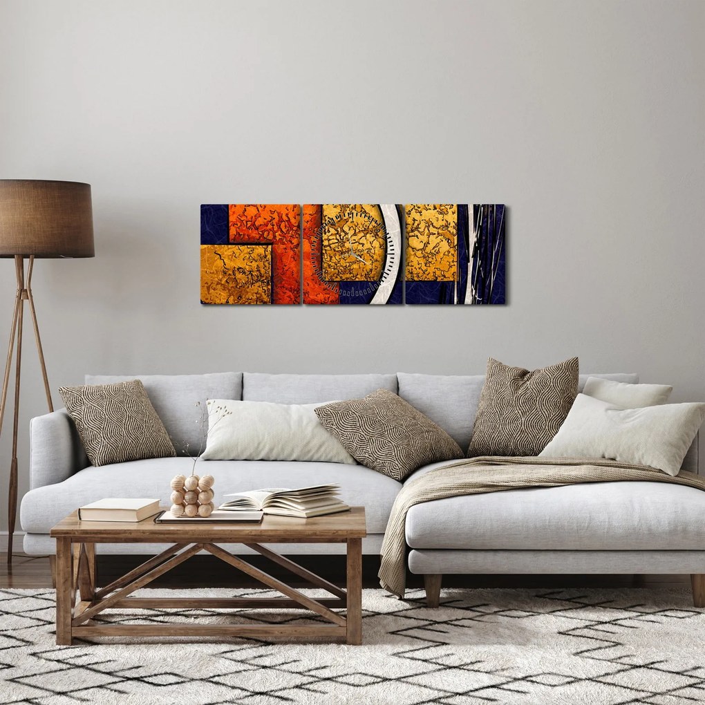 Obraz abstrakcji (z zegarem) (90x30 cm)