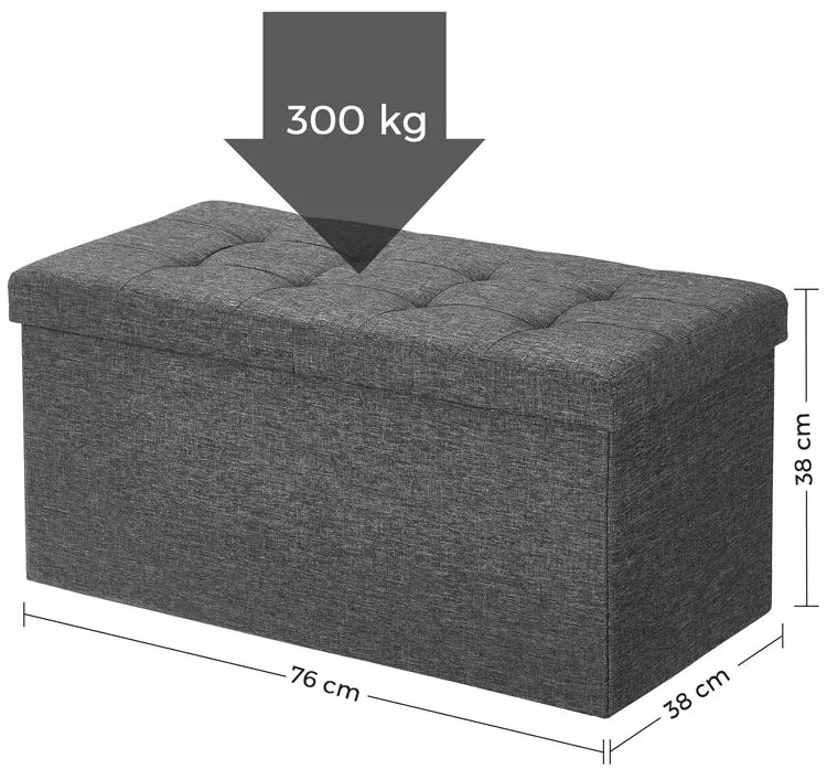Duża szara składana pufa ze schowkiem K4-N31