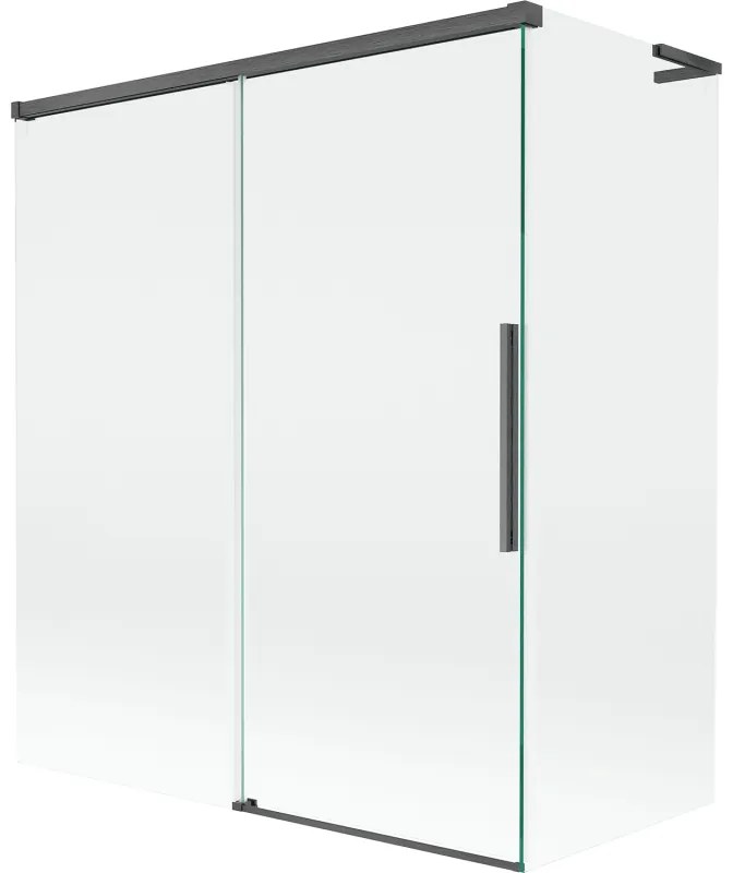 Mexen Rox L parawan nawannowy 2-skrzydłowy rozsuwany 140 + 70 x 150 cm, transparent, gun gray szczotkowany - 8C9L-140-070-66-00