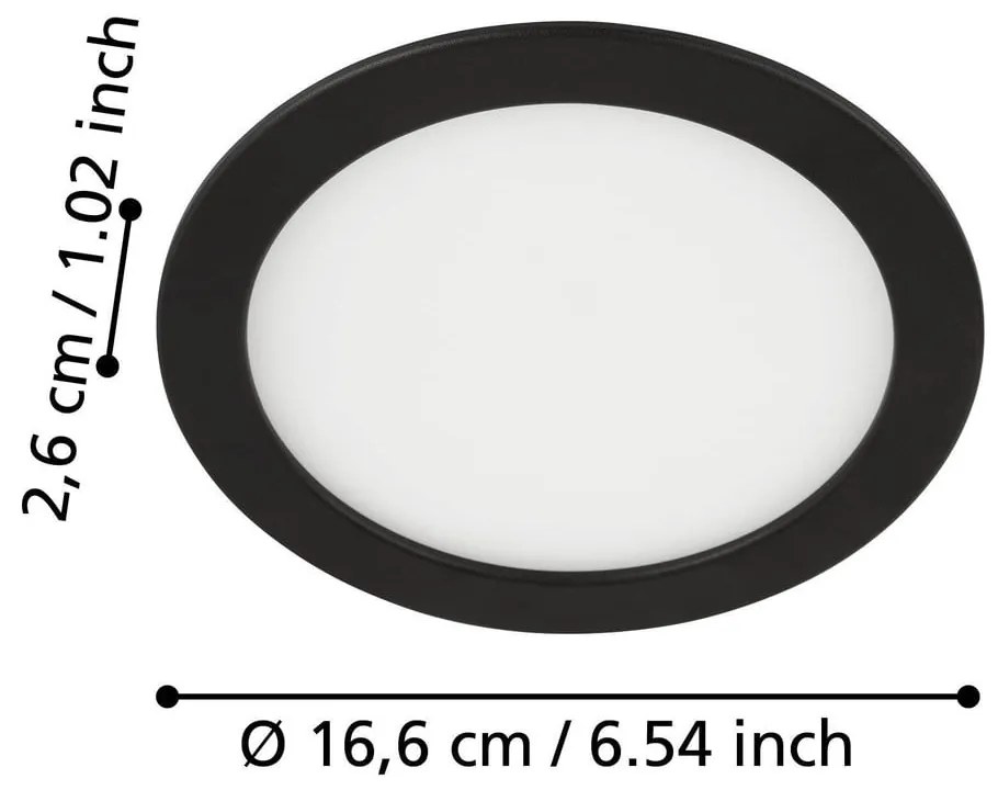 Czarna lampa LED wpuszczana w sufit FUEVA 5 – EGLO
