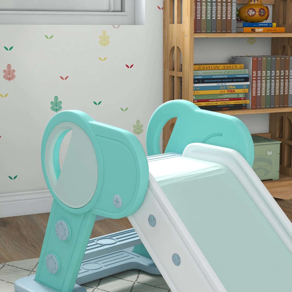 AIYAPLAY Zjeżdżalnia z antypoślizgowymi stopniami Bezpieczna zabawa dla dzieci Zielony 120x53x53cm | Aosom PL