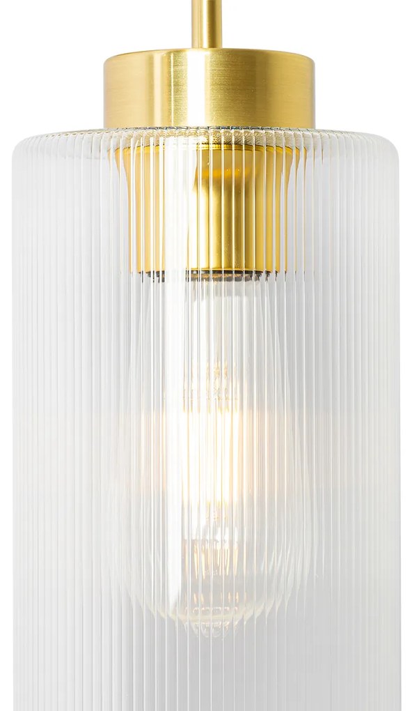 Lampa ścienna art deco złota ze szkłem - Laura ArtDeco Oswietlenie wewnetrzne
