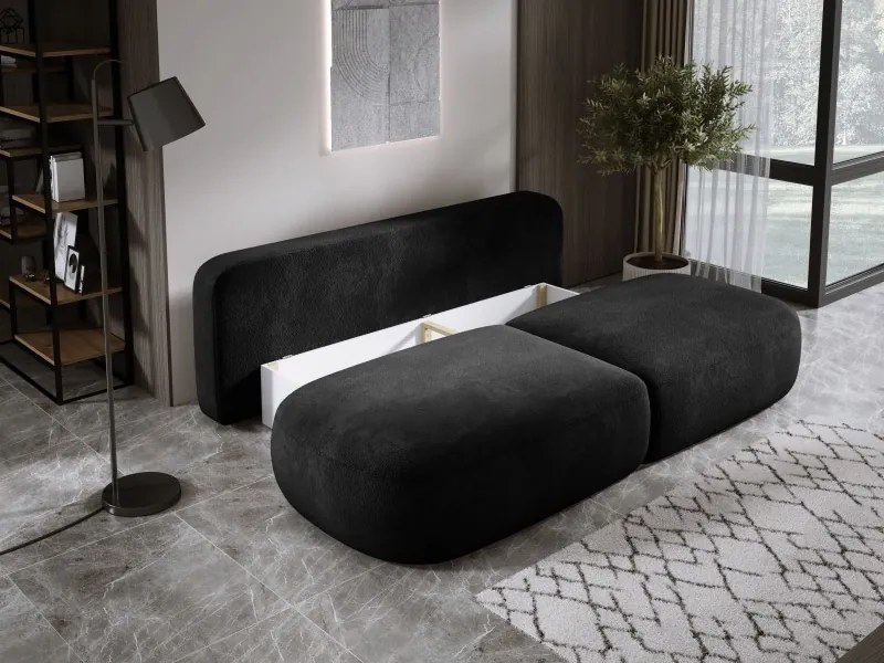 Sofa BLOOM Kanapa z funkcja spania i pojemnikiem w tkaninie APHRODITE 23 kolor CZARNY