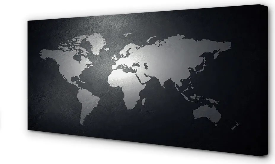 Obraz na płótnie Biała Mapa na Czarnym Tle