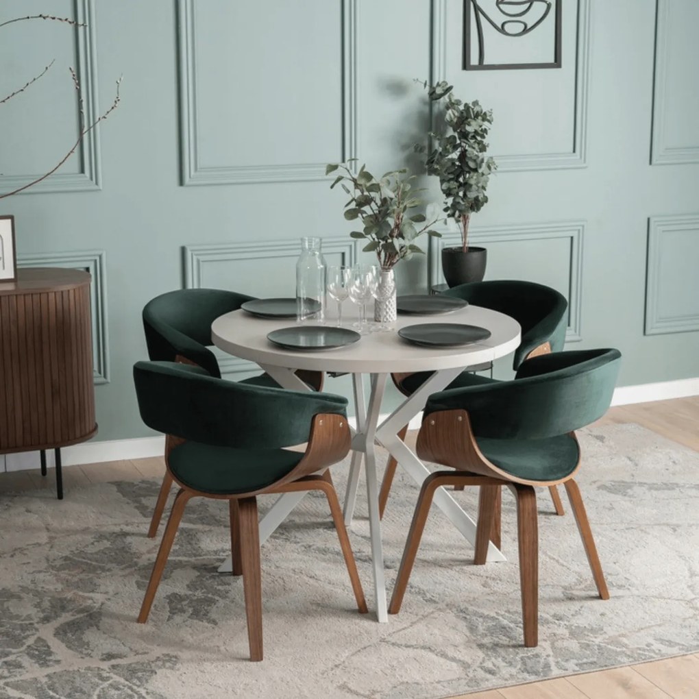 Stół Okrągły Rozkładany DORIAN 80-160 cm Kaszmir/Biały Nowoczesny