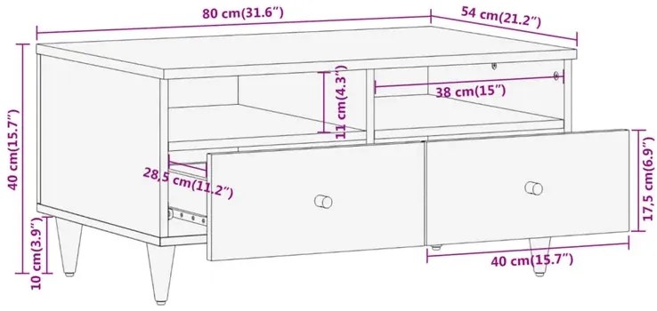 Prostokątny niski stolik kawowy z szufladami - Nolen 20X