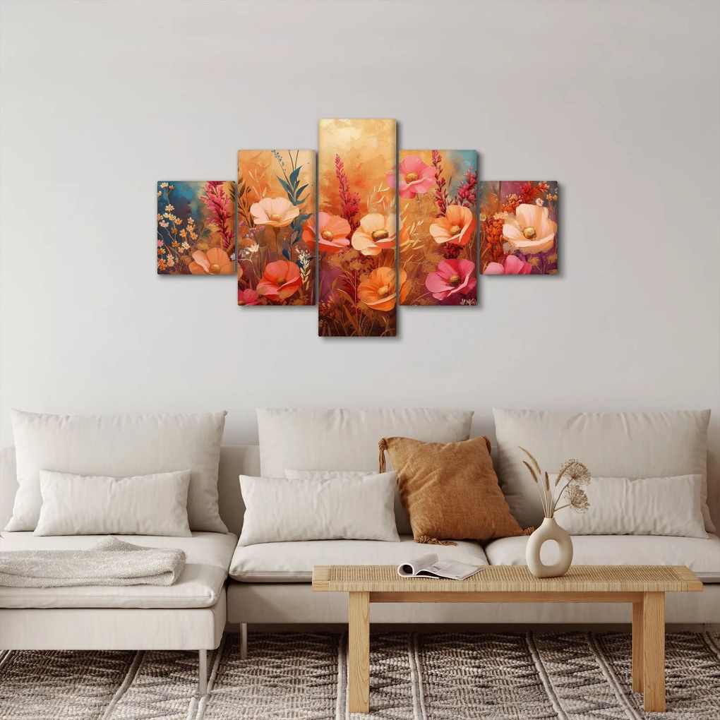 Obraz - Kwiaty łąkowe, malarstwo (125x70 cm)