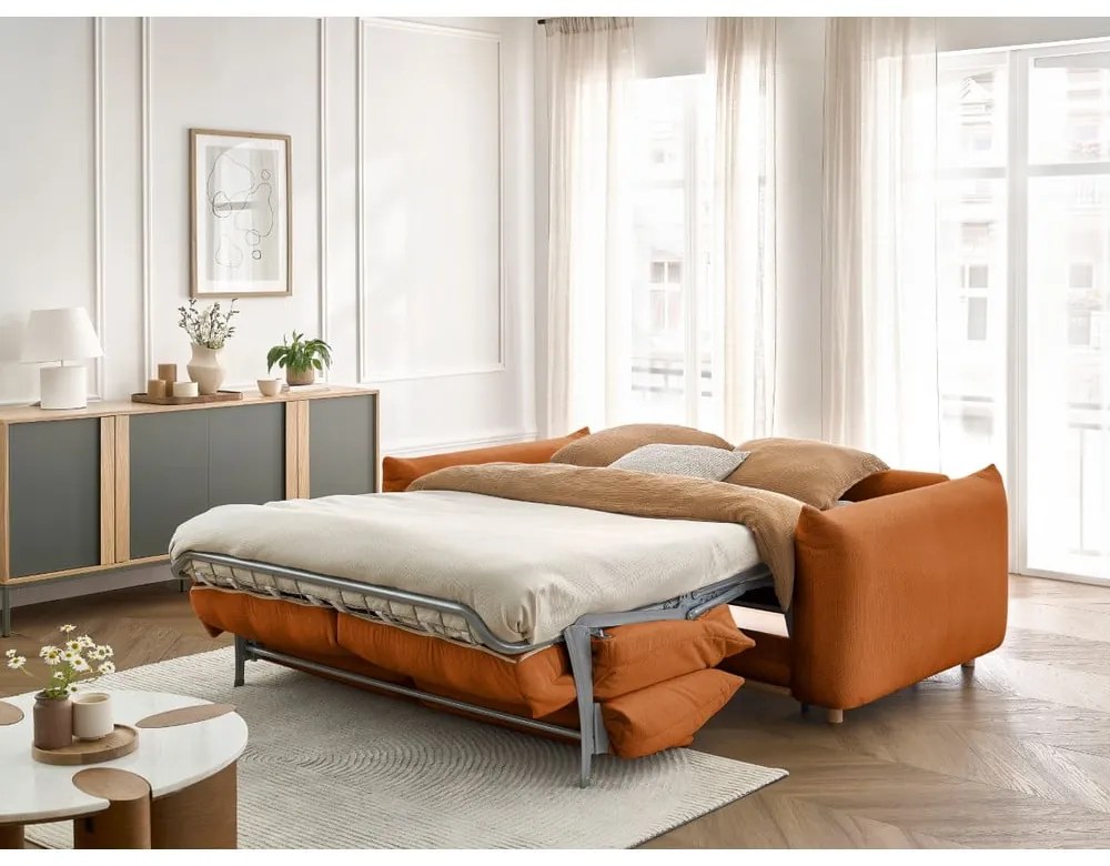 Pomarańczowa rozkładana sofa 214 cm Ernest – Bobochic Paris