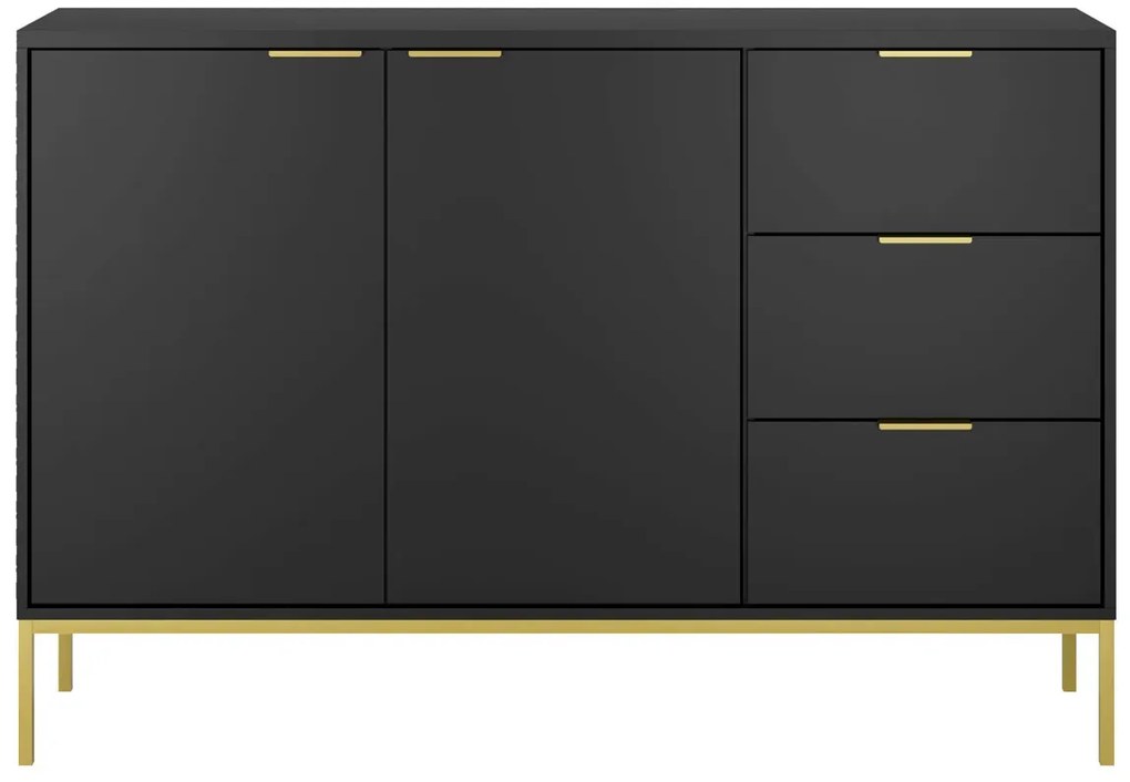Czarna komoda na złotym stelażu W9-M05