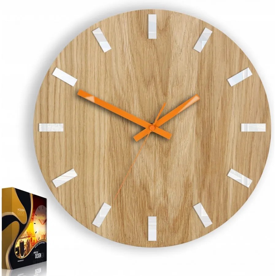 Zegar na ścianę nowoczesny drewniany z cichym mechanizmem okrągły solidny