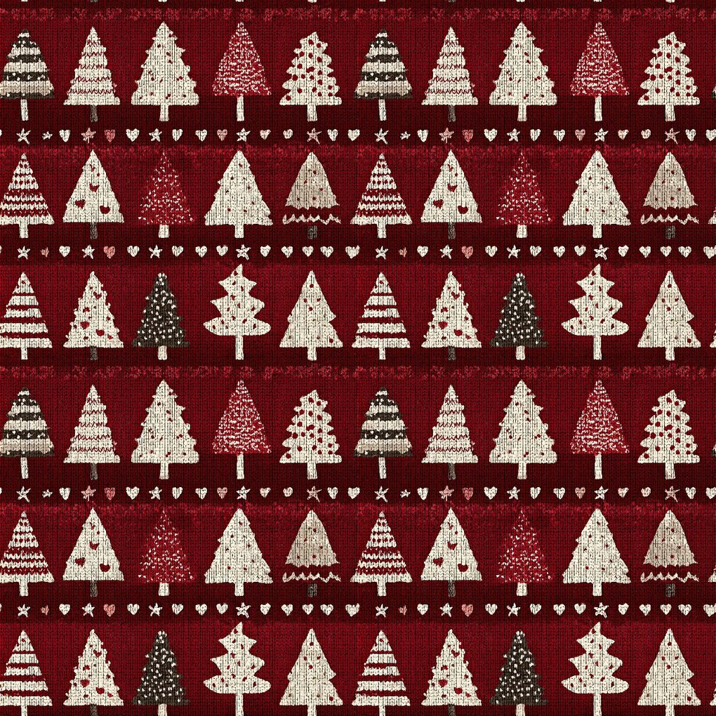 Bawełniana poszewka na poduszkę BURGUNDY TREES 45x45 cm, bordowa