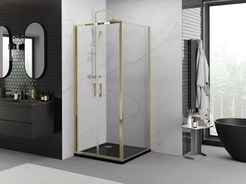 Mexen Exo-B Duo kabina prysznicowa uchylna 90 x 90 cm, transparent, złota - 814-090-090-50-00