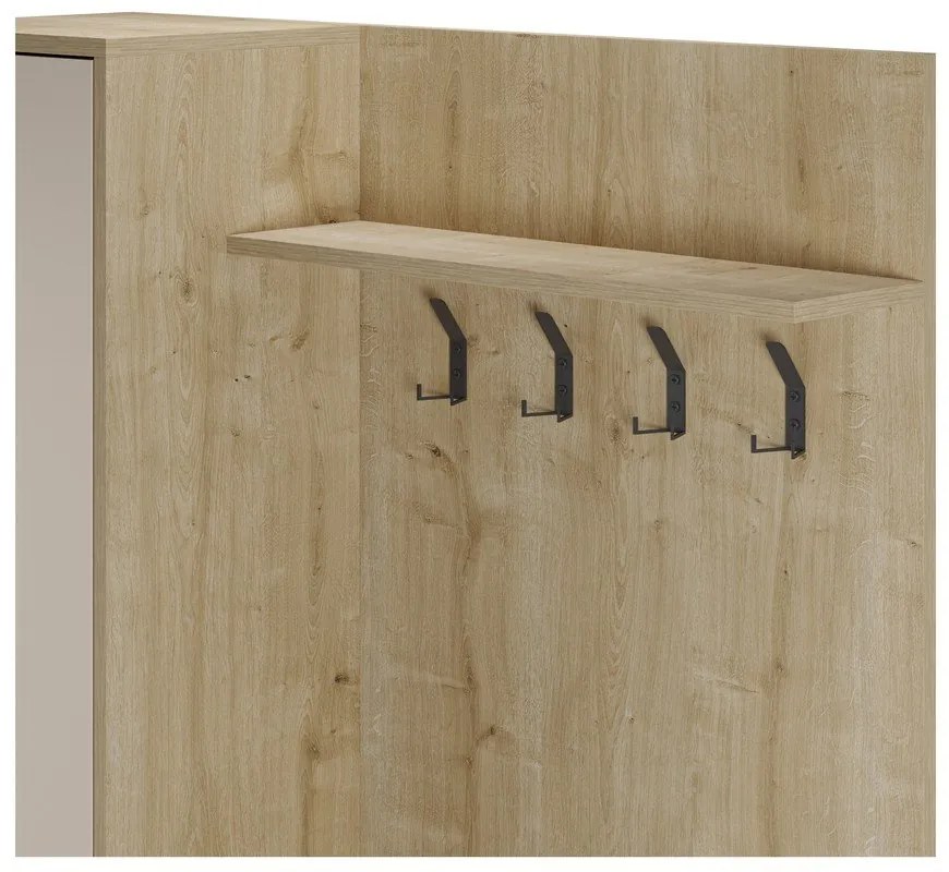 Kremowo-naturalny zestaw do przedpokoju w dekorze dębu 108x195x35 cm Heidy – Marckeric