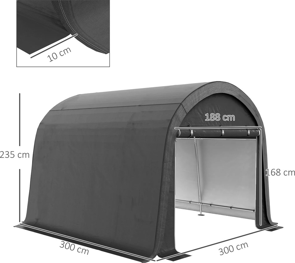 Outsunny Namiot Magazyn 3x3m Szary, Dla Narzędzi Ogrodowych, Na Rowery | Aosom PL