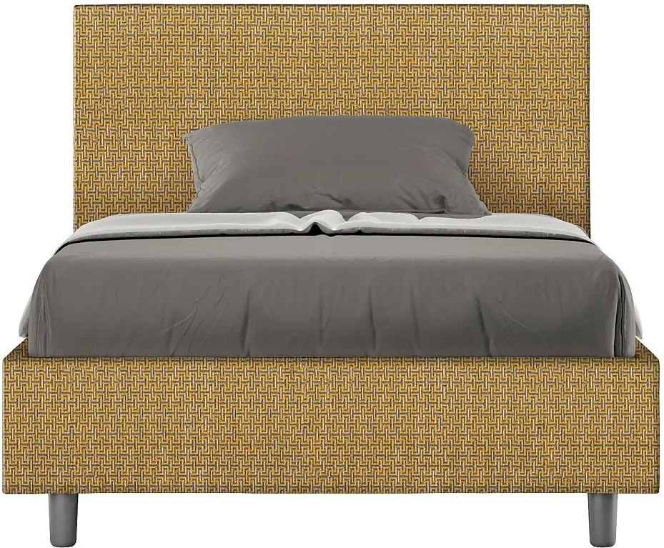 Łóżko bez stelaża tapicerowane 120x210 tkaniny Labirinto 6 żółty Adele