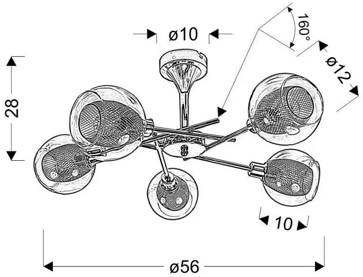 Chromowana nowoczesna lampa wisząca - D278 Befi 3X