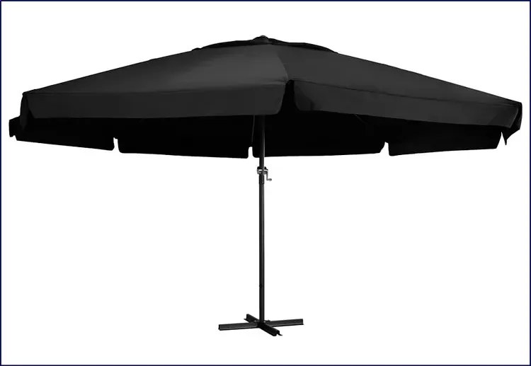 Czarny parasol ogrodowy z aluminiowym stelażem - Diola