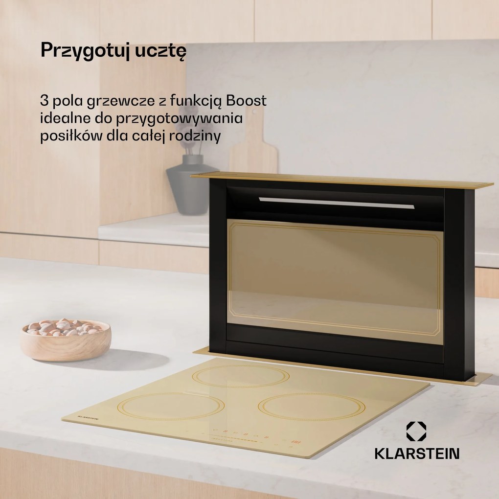 Klarstein Victoria 45cm Płyta Indukcyjna 3 Strefy Gotowania Krem