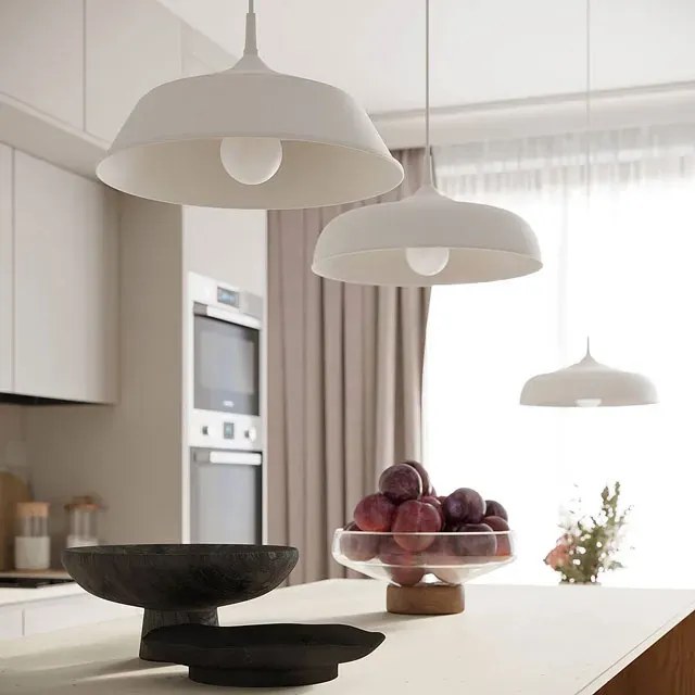 Lampa biała wisząca z metalowym kloszem loft K1-B60