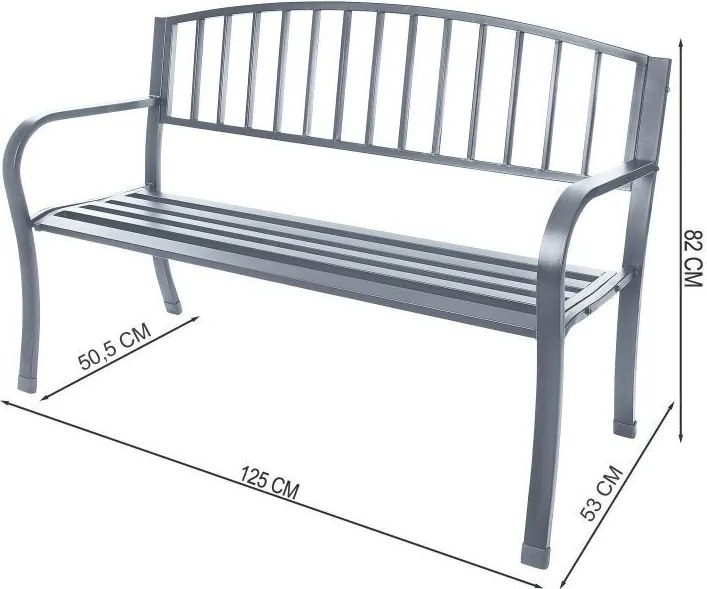 Ławka ogrodowa parkowa G-823 - metalowa, grafitowa